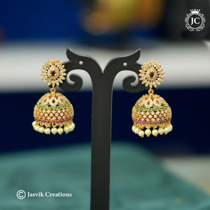 545 Multi Colur AD Jhumka- JCER545 - 499 (3)