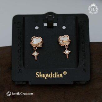 Rose Gold Imported Whimsical Cloud and Star Drop Ear Ring - JCER559