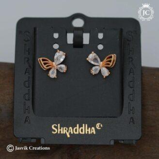 Rose Gold Imported Elegant Butterfly Studs Ear Ring - JCER560