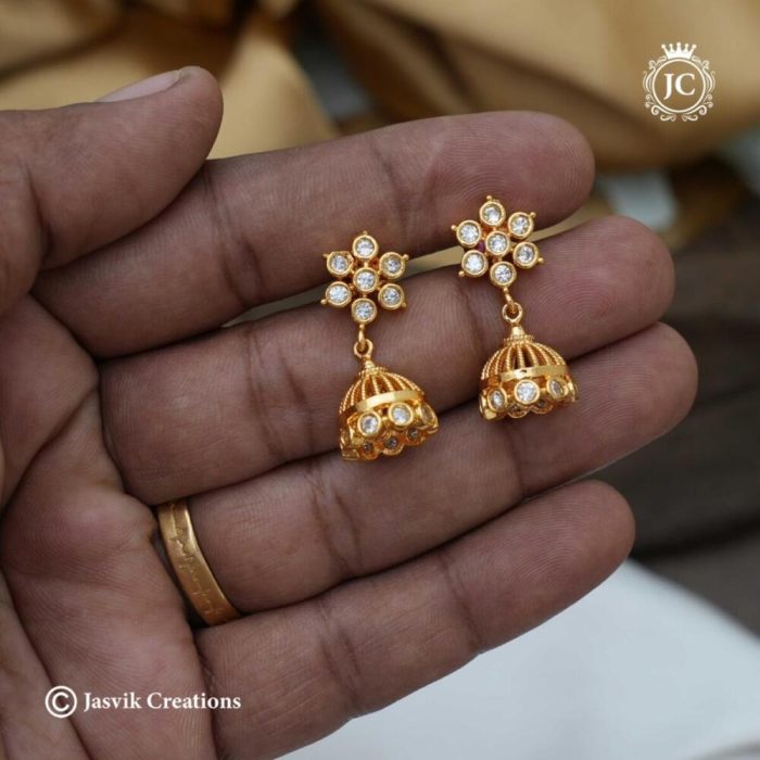 572 Diamond Look Microplated Jhumka - JCER572 - 250 (3)