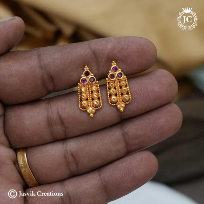 574 Real Gold Copy Kerala Pattern Stud- JCER574 170 (3)