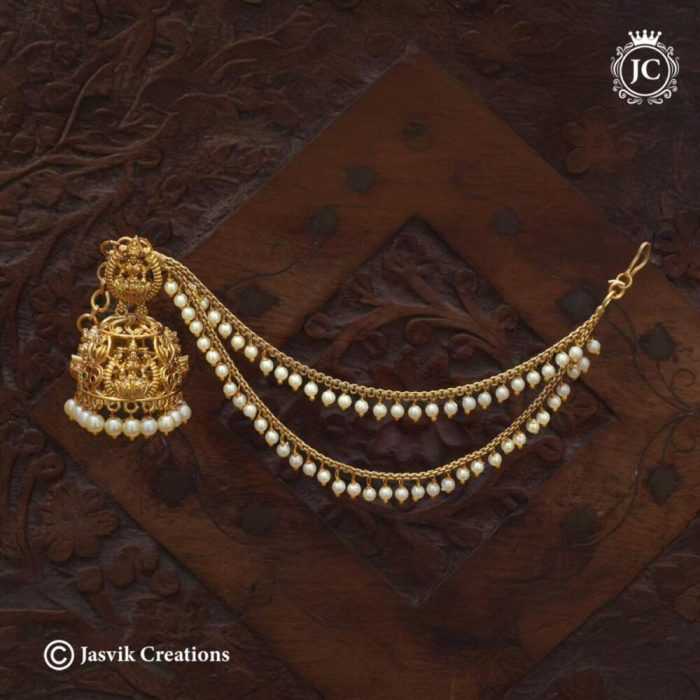 587 Premium Antique Jhumka with mattal - JCER587 - 750