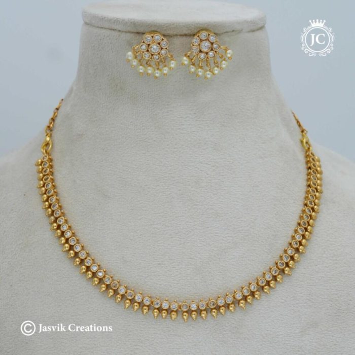 620 Simple TRaditional White Stone Necklace - JCNL620- 550 (4)
