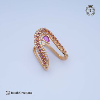 69 Microplated AD Vanki Ring Red White colour – JCFR069 -199 (3)