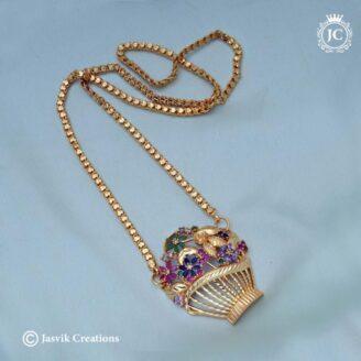 Microplated-Flower-Pot - Dollar -with-Chain - JCCH449