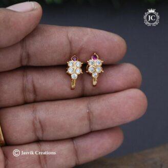 Impon-J-Type-Ear-Ring - JCER346 - Red White