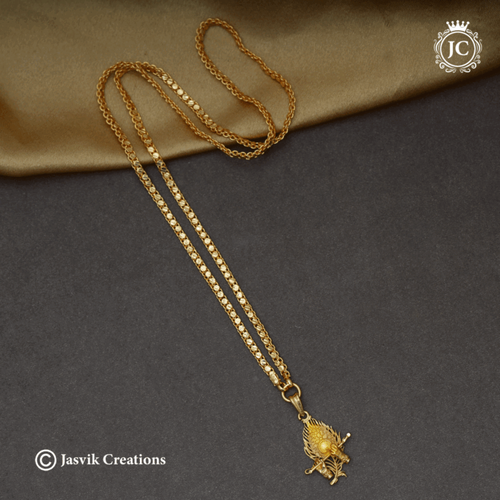 510 Simple Gold Look Feahter Flute Dollar chain ( 24 Only) - JCCH510 - 499