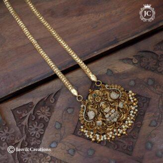 Premium-Antique-AD-Lakshmi-Dollar-Chain - JCCH522 - 30 Inch