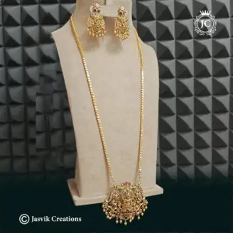 Antique Finish Lakshmi Dollar with Micro Chain - JCCH529