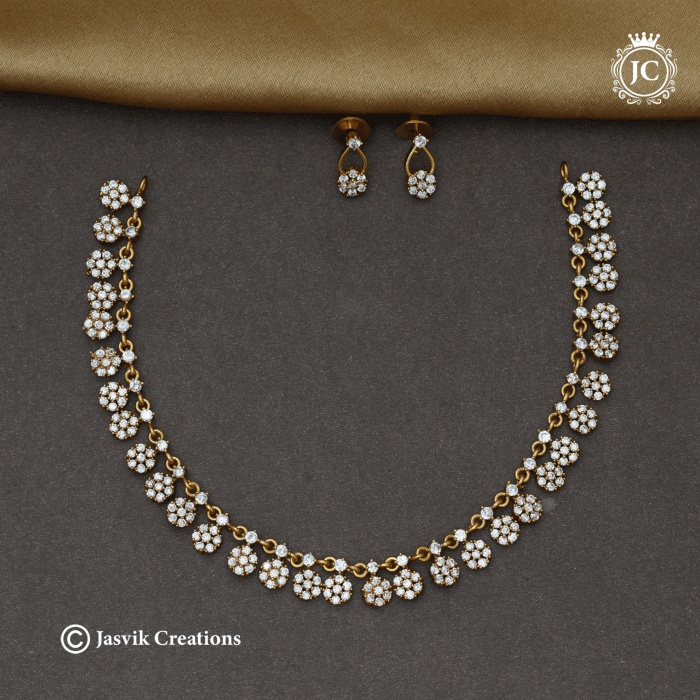 634 Diamond Look simple Antique Necklace- JCNL634 - 450