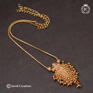 Kerala Elephant Nettipattam Pattern  Necklace - JCNL665