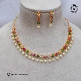 Microplated Star Necklace ( Multi Colour ) - JCNL674