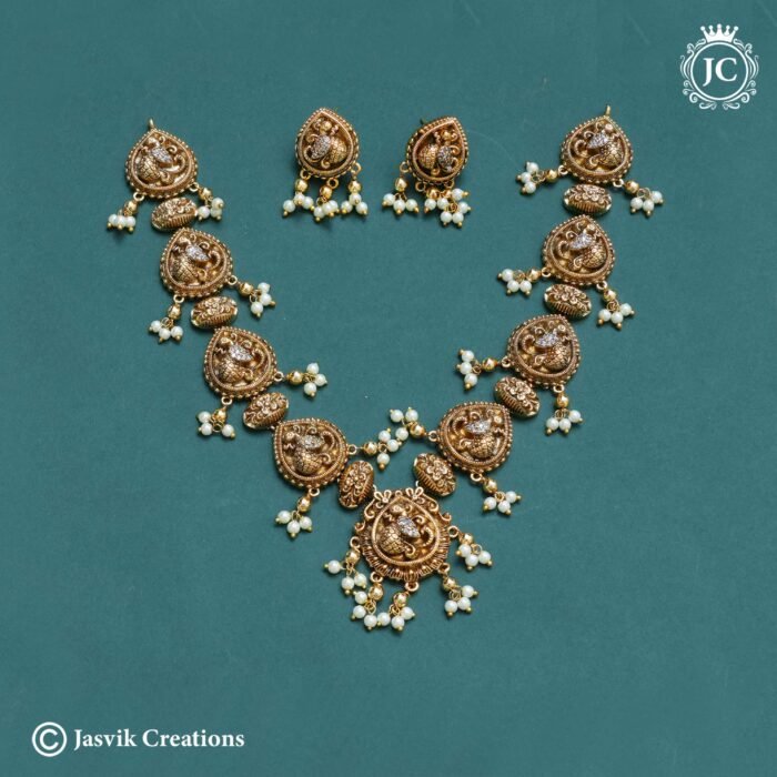 678 Premium Nakshi POEacick Necklace -JCNL678 - 1399