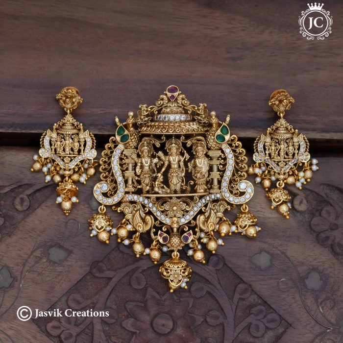 114 Premium Ram PArivar Pendent with Ear Ring-JCPT114 - 1299 (3)