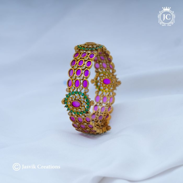 30 Premium Ruby Green Single Kada Bangle - 750 JCBN30 (4)