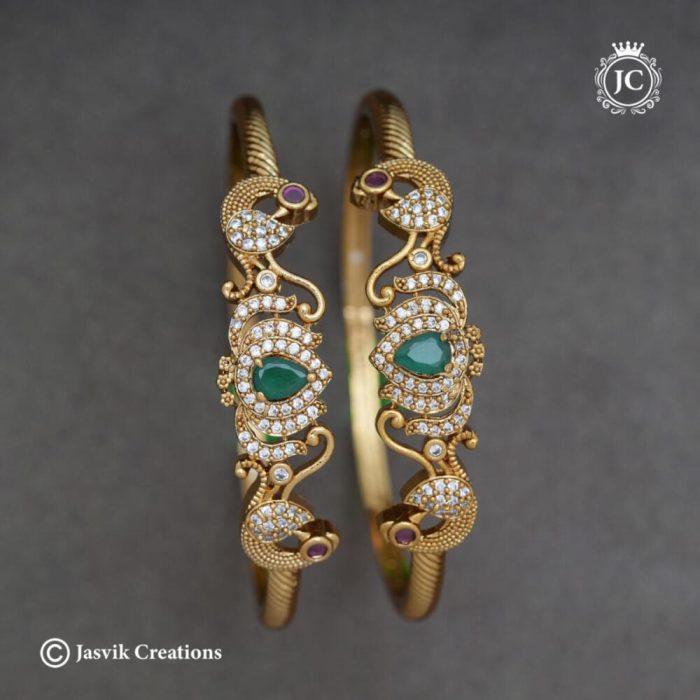 302 Premium Lotus With Peacock Kada Bangle-JCBN302 - 499 (3)