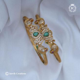 Premium Lotus With Peacock Kada Bangle - JCBN302 - 2.6