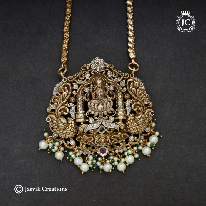 544 Antique-Finsh-Gold-Replica-Lakshmi-Dollar-with-Micro-Chain-- JCCH544 -1999-(8)