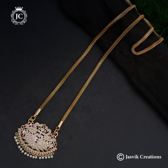 548 Pearl with rani Pink Peacock Dollar Chain -JCCH548 - 24 1099 30 1199 (4)