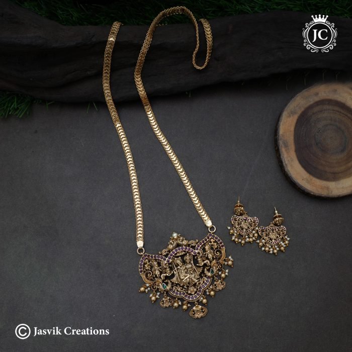 555 Traditional Radha Krishniar Antique dollar with Microplated Chain -JCCH555 - 24 1799 30 1899 (2)