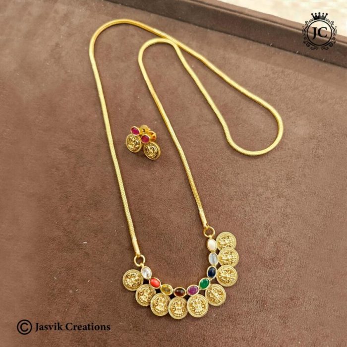 559 Real-gold-replica-Navaratna-dollar-chain- JCCH559 -1050rs-30inch