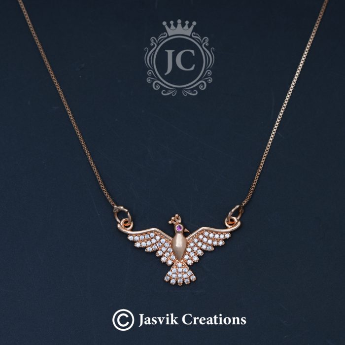 567 Rose Gold Phonix Pendent with Short Chain - JCCH567 - 250 (2) 567 Rose Gold Phonix Pendent with Short Chain - JCCH567 - 250 (2)