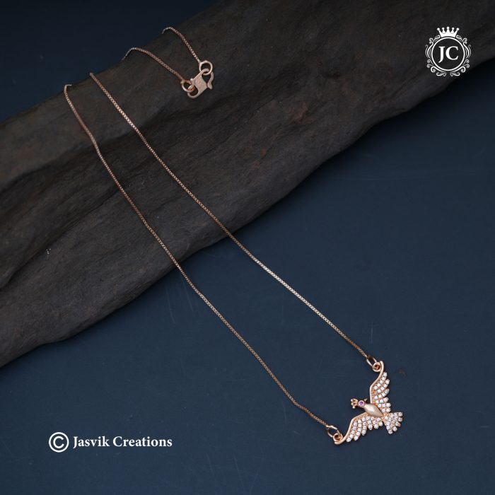 567 Rose Gold Phonix Pendent with Short Chain - JCCH567 - 250 (3) 567 Rose Gold Phonix Pendent with Short Chain - JCCH567 - 250 (3)