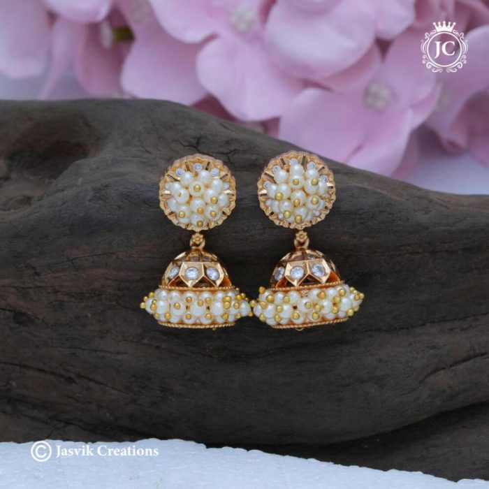 661 Traditional Pearl0 Jhumka - JCER661 - 550