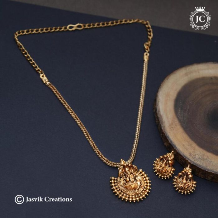 679 Matte Finish Lakshmi Necklace - JCNL679 - 220 (2) 679 Matte Finish Lakshmi Necklace - JCNL679 - 220 (2)