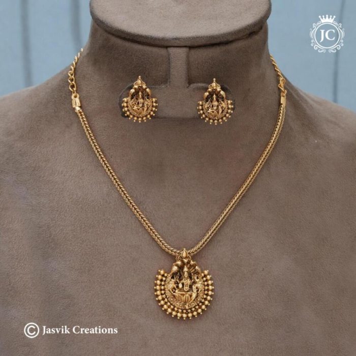 679 Matte Finish Lakshmi Necklace - JCNL679 - 220 (3) 679 Matte Finish Lakshmi Necklace - JCNL679 - 220 (3)