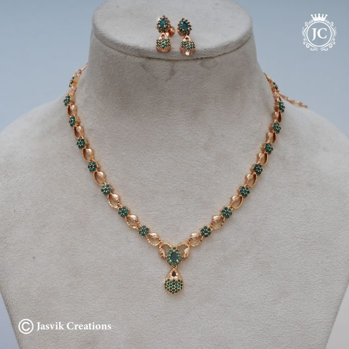 690 Microplated-Drop-NEcklace---550- JCNL690 -(-Green---) (1)