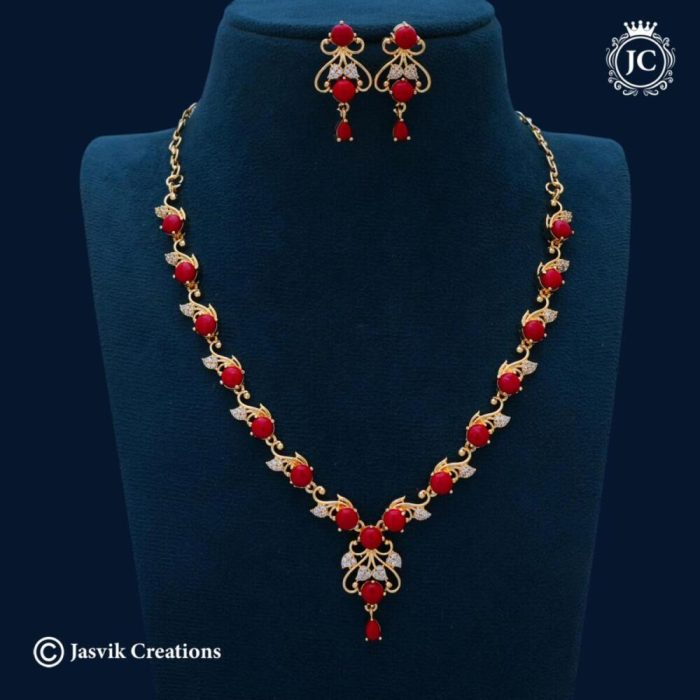 718 Microplated Corel Necklace-JCNL718 - 850