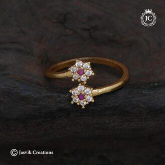 Adjustable Flower Finger Ring ( Red White ) - JCFR111