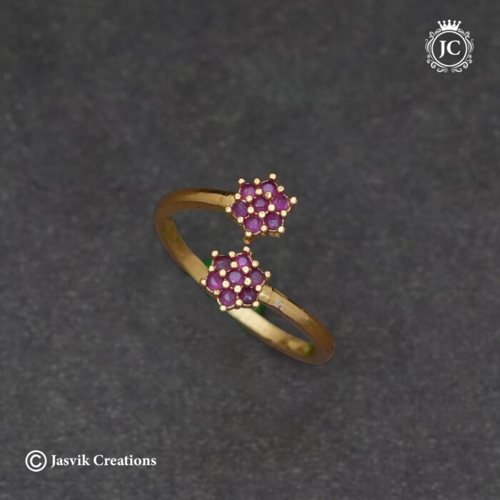 112 Adjustable Flower Finger Ring Full Red -JCFR112 - 150