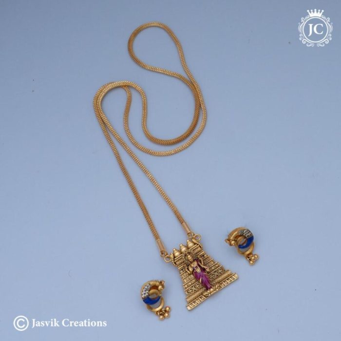 587 Premium-Antique-Real-Gold-Replica-Gopuram-with-Meenacshi-Dollar-Chain- JCCH587 -24-899-99930-(3)