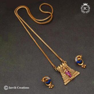 Premium-Antique-Real-Gold-Replica-Gopuram-with-Meenakshi-Dollar-Chain- JCCH587