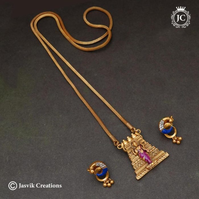 587 Premium-Antique-Real-Gold-Replica-Gopuram-with-Meenacshi-Dollar-Chain- JCCH587 -24-899-99930-(4)