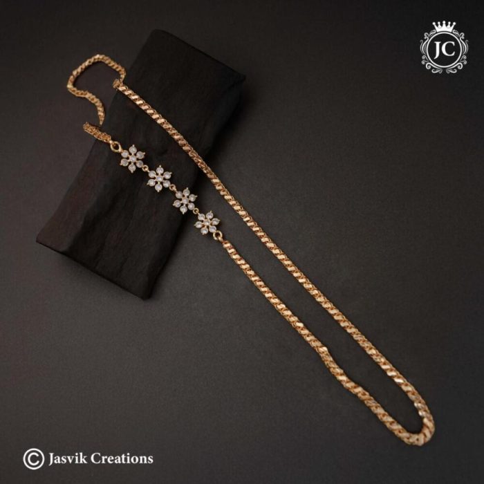 591 Diamond look 4 Star Mugappu chain -JCCH591 24 650 750 30