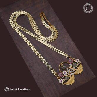 Double Flower Multi Colour  Basket Dollar Chain (24 Inch Only ) - JCCH607