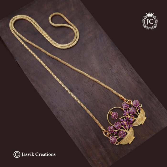 606 Double flowerFul ruby Basket Dollar Chain-JCCH606 - 24 Inch - 750 (2) 30 850