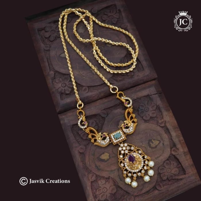 608 Simple Antique Dollar with microplated Chain 24 Only - 725 - JCCH608 -(5)