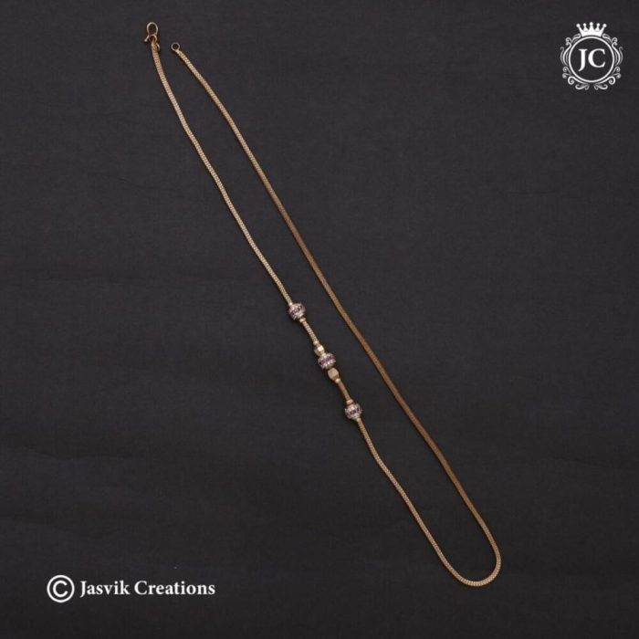 612 Microplated Ad Ball Mugappu Chain ( Red White,( 24 Only)- JCCH612 -550 (2)