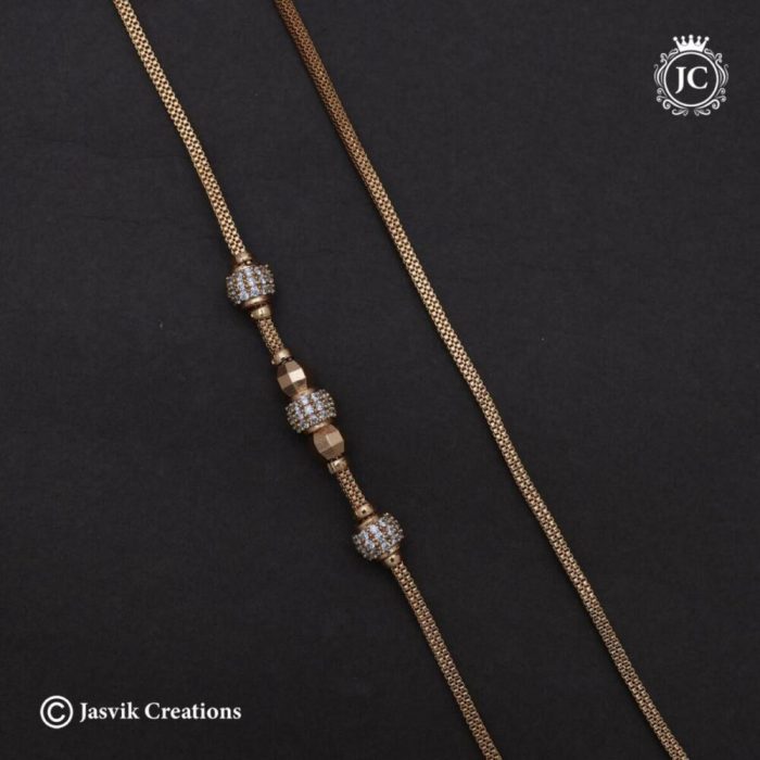 614 Microplated Ad Ball Mugappu Chain (Full White( 24 Only)- JCCH614 -550 (1)