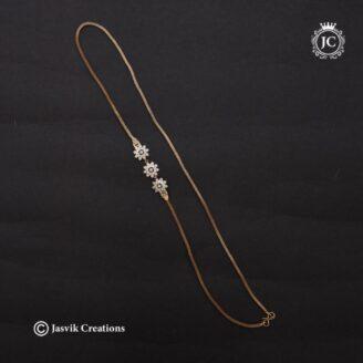 Diamond Look 3 Flower Mugappu Chain - JCCH615