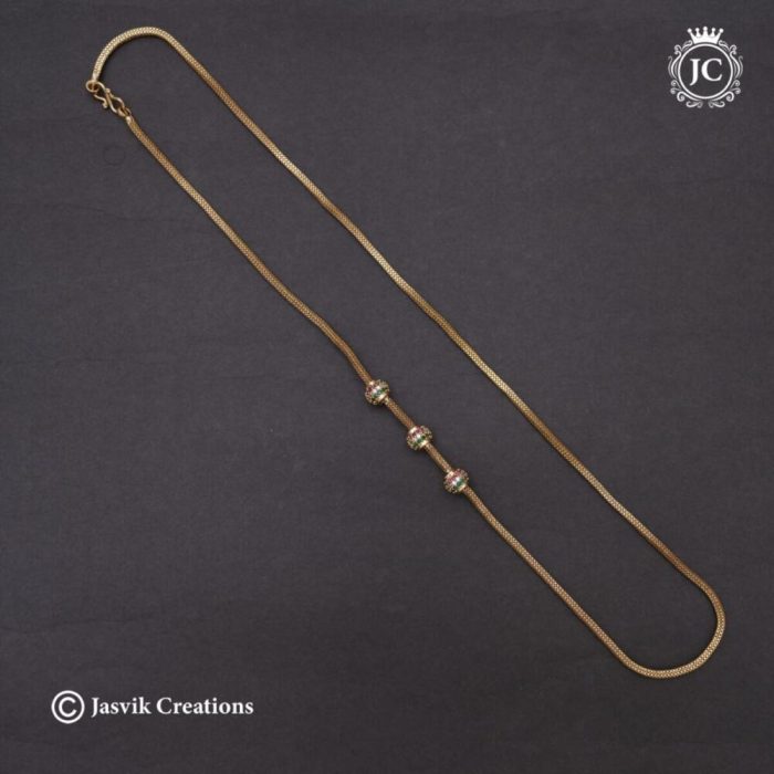 616 Micro Plated MEdium AD BAll Mugappu Chain ( Multi Colour) - JCCH616 - 550 (1)