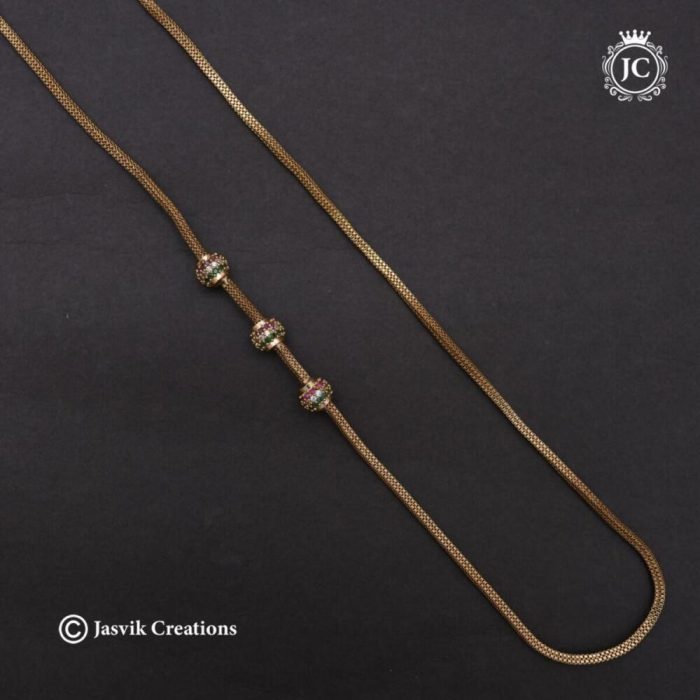 616 Micro Plated MEdium AD BAll Mugappu Chain ( Multi Colour) - JCCH616 - 550 (2)