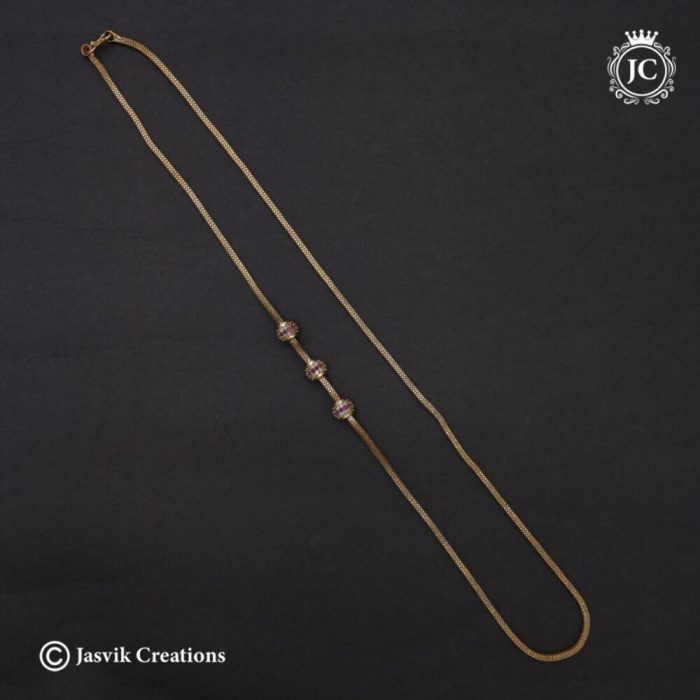 617 Micro Plated MEdium AD BAll Mugappu Chain ( Red White ) - JCCH617 -550 (1)