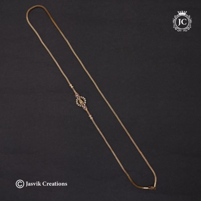 619 Microplated AD Lakshmi Mugappu Chain(Red White) 24 Inch JCCH619 - 550 (2)
