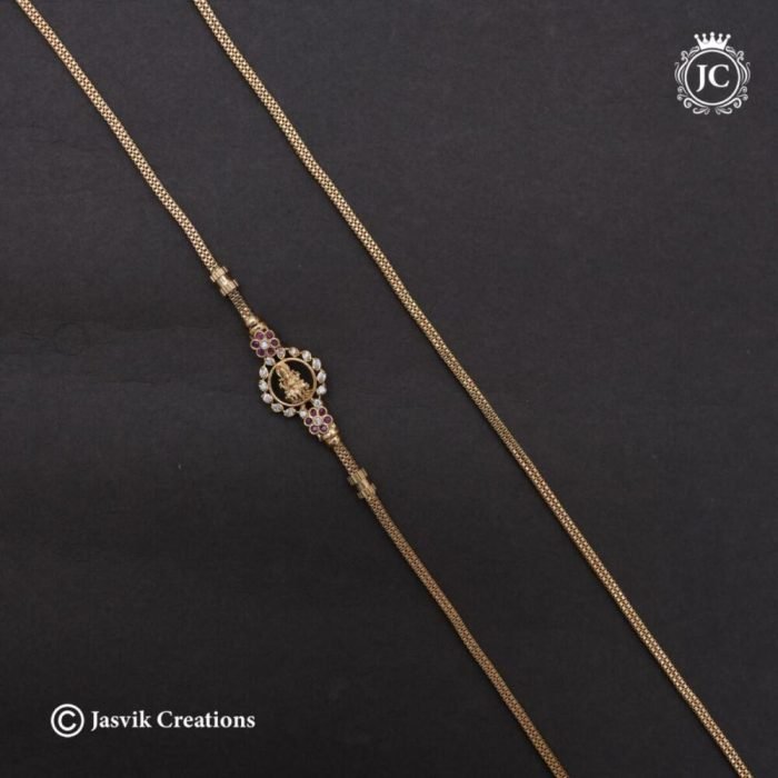 619 Microplated AD Lakshmi Mugappu Chain(Red White) 24 Inch JCCH619 - 550 (3)