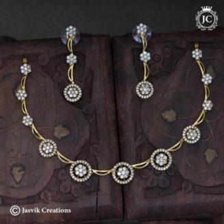 Premium full white Stone Necklace  - JCNL757